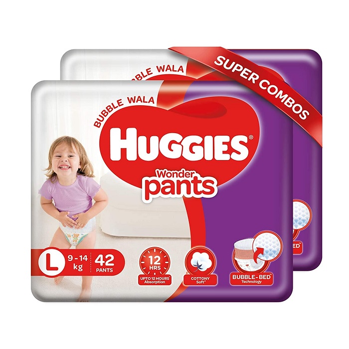 India Desire : Buy Huggies Wonder Pants Large Size Diapers Combo Pack of 2, 42 Counts Per Pack (84 Counts) at Rs. 574 from Amazon [Regular Price Rs 999]